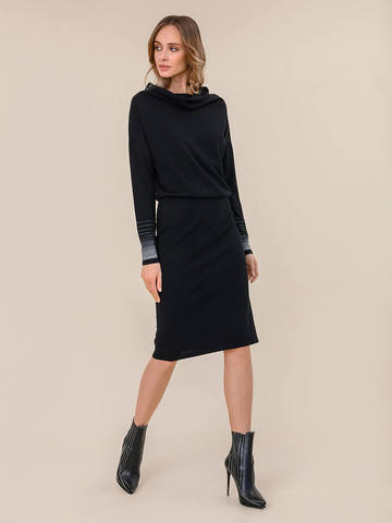 Женское платье черного цвета из шерсти и вискозы - фото 2
