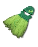 Вязаное платье с сеткой - Зеленый 1. Одежда для кукол, пупсов и мягких игрушек.