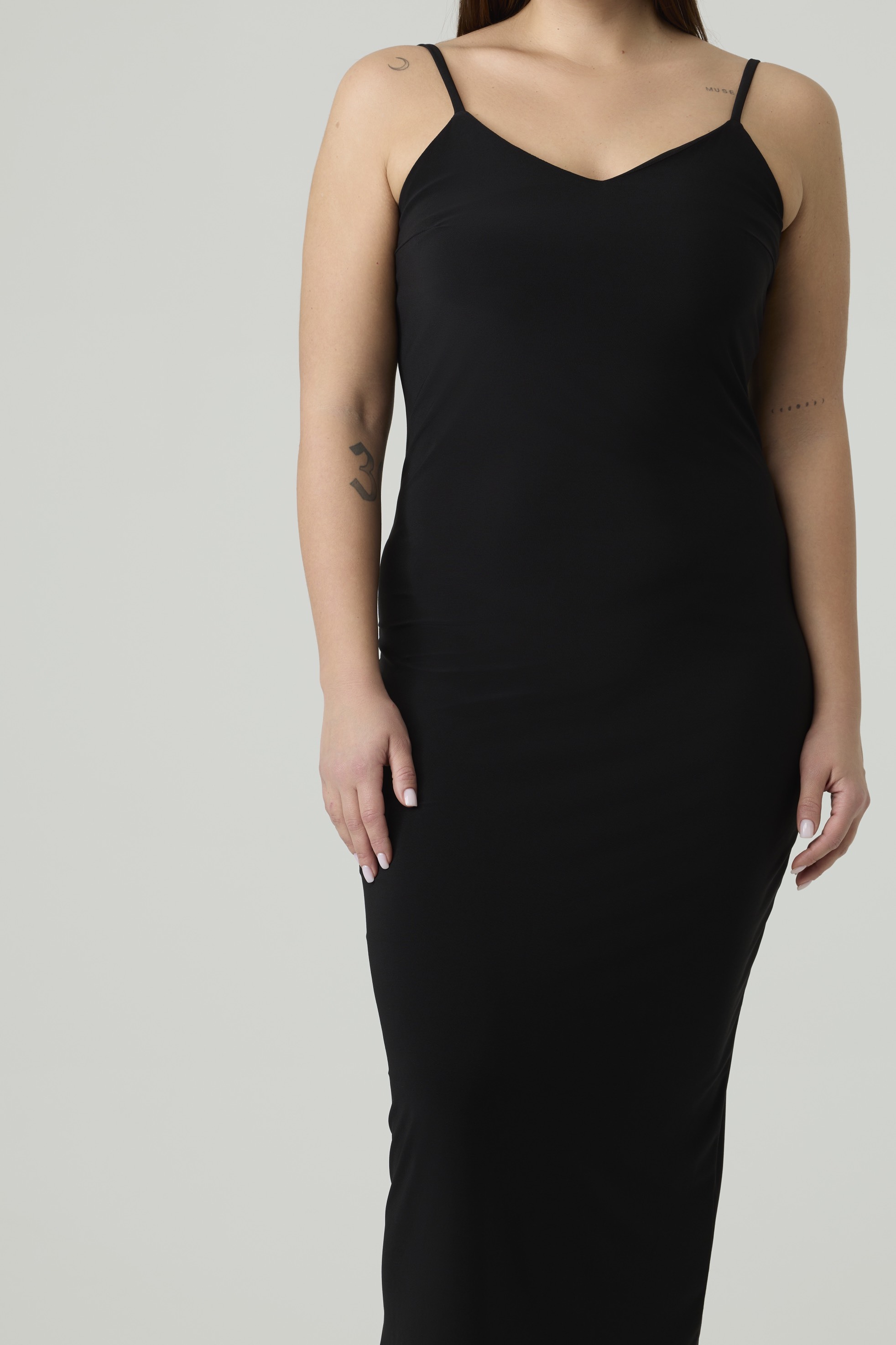 Платье-комбинация из трикотажа, черный