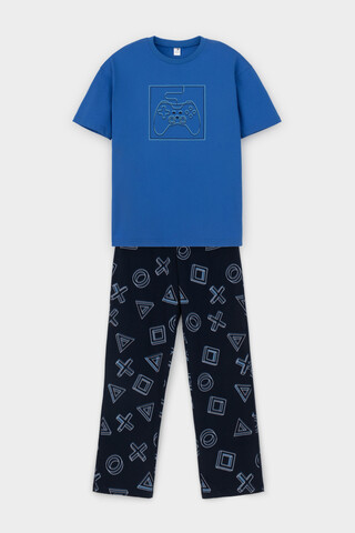 пижама  для мальчика  КБ 2831/ярко-голубой,объемные фигуры