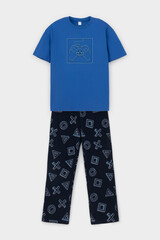 пижама  для мальчика  КБ 2831/ярко-голубой,объемные фигуры