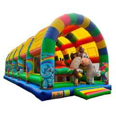 Коммерческий надувной батут «Страна Сафария» с крышей 14*7*6 м