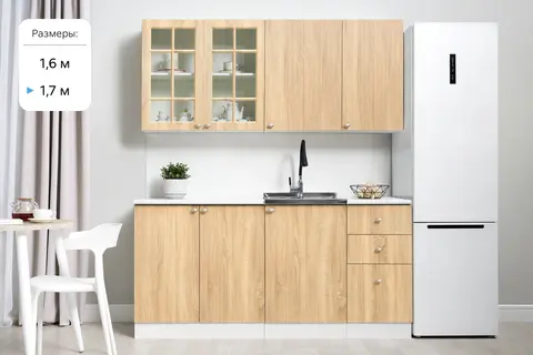 Кухня Техно-1 1,7м (490) (Дуб сонома, Белый (Антарес))