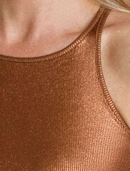 Топ с закрытым декольте из хлопка с эластаном в рубчик с матовым покрытием металлик  D43.228 (129284)