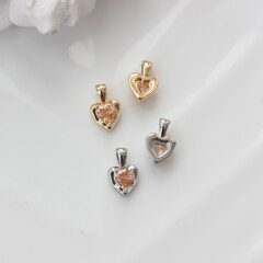 Подвеска Сердце с персиковым фианитом, 12*8 мм, родий, П312