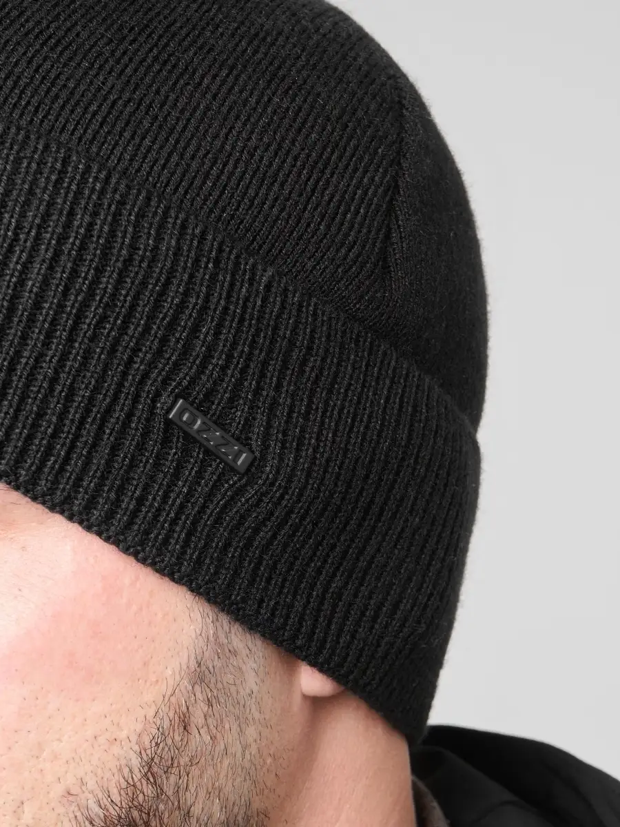 Шапка мужская зимняя шерстяная вязаная с отворотом