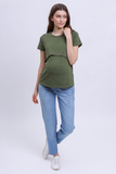 Футболка для беременных и кормящих 10590 хаки