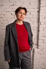 Женский Свитер из итальянского полумериноса Размер М-L Красный