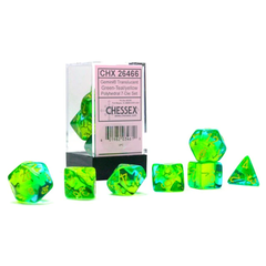 Chessex 7-dice set Gemini Translucent Green-Teal/Yellow Poly