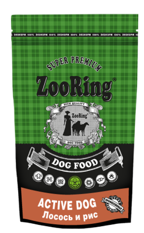 ZooRing Active dog сухой корм для собак (лосось, рис) 2 кг