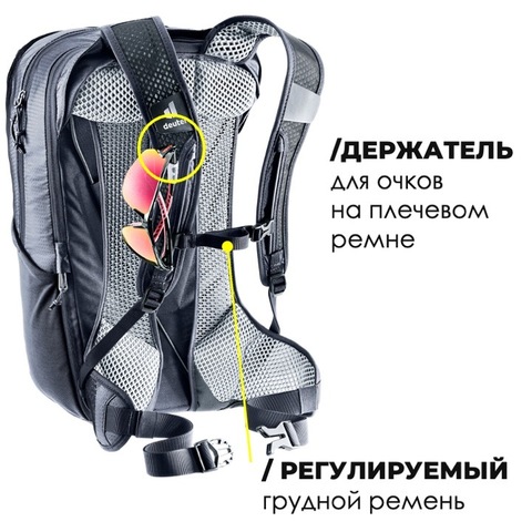 Картинка рюкзак велосипедный Deuter Race Air 14+3 black - 7