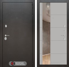 Входная металлическая дверь с зеркалом Лабиринт Silver (Сильвер) 19 Грей софт