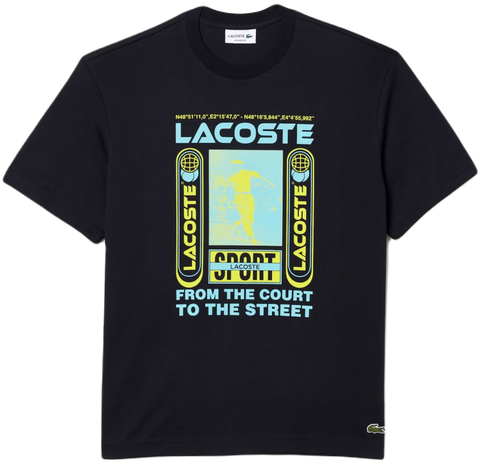 Теннисная футболка Lacoste Relaxed Fit Ren_ Lacoste Print T-shirt - navy blue