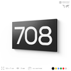 Номер на дверь 708, табличка на дверь для офиса, квартиры, кабинета, аудитории, склада, черная 120х70 мм, Айдентика Технолоджи
