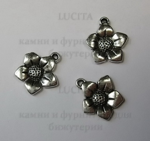 Подвеска "Цветок" 15 мм (цвет - античное серебро) ()
