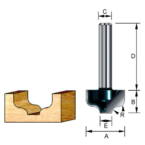 Фреза пазовая фасонная S-образная 12,7х32х9,5х8х4,76 мм; R=1,98 мм D-11031