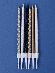 Свечи в торт «Праздничное волшебство», 6 шт, белый, черный, бронза