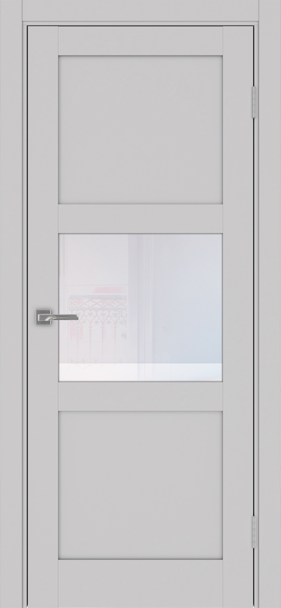 Дверь межкомнатная Оптима Порте Турин 530.121, цвет пепельный, экошпон, стекло прозрачное