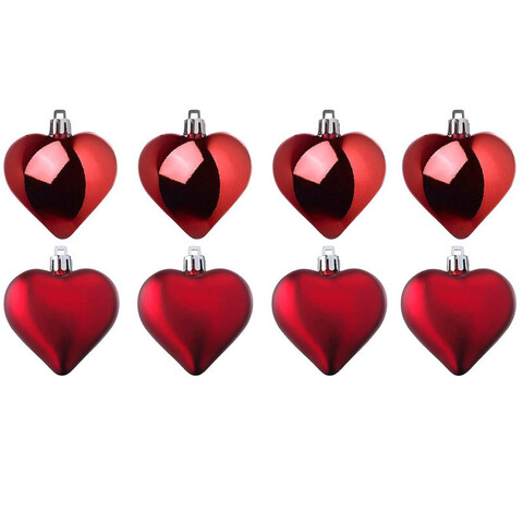 Набор ёлочных украшений в форме сердца Vintertid, 8 шт, 6 см, пластик, красный