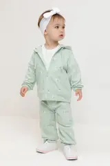 брюки  для девочки  КР 400796/пастельно-зеленый,милые цветочки к543
