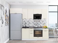 Прямая модульная кухня Флэт-01 Cashmere In 2S - Белый 2140*2600*600