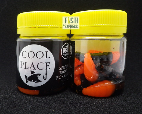 Форелевая силиконовая приманка COOL PLACE MAGGOT 1.6  цвет ЧЕРНО-ОРАНЖЕВЫЙ СЫР продажа от 2 шт.