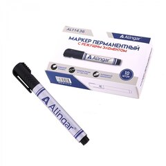 
          Маркер перманентный, с режущим элементом, Alingar, черный, утолщенный пулевидный, 2-3 мм, 10 шт/уп