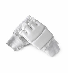 Перчатки каратэ с белой сеткой / натуральная кожа