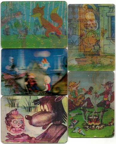 № 112 Набор из 5 переливных (стерео) Календариков . Мультфильмы СССР 1982 год.