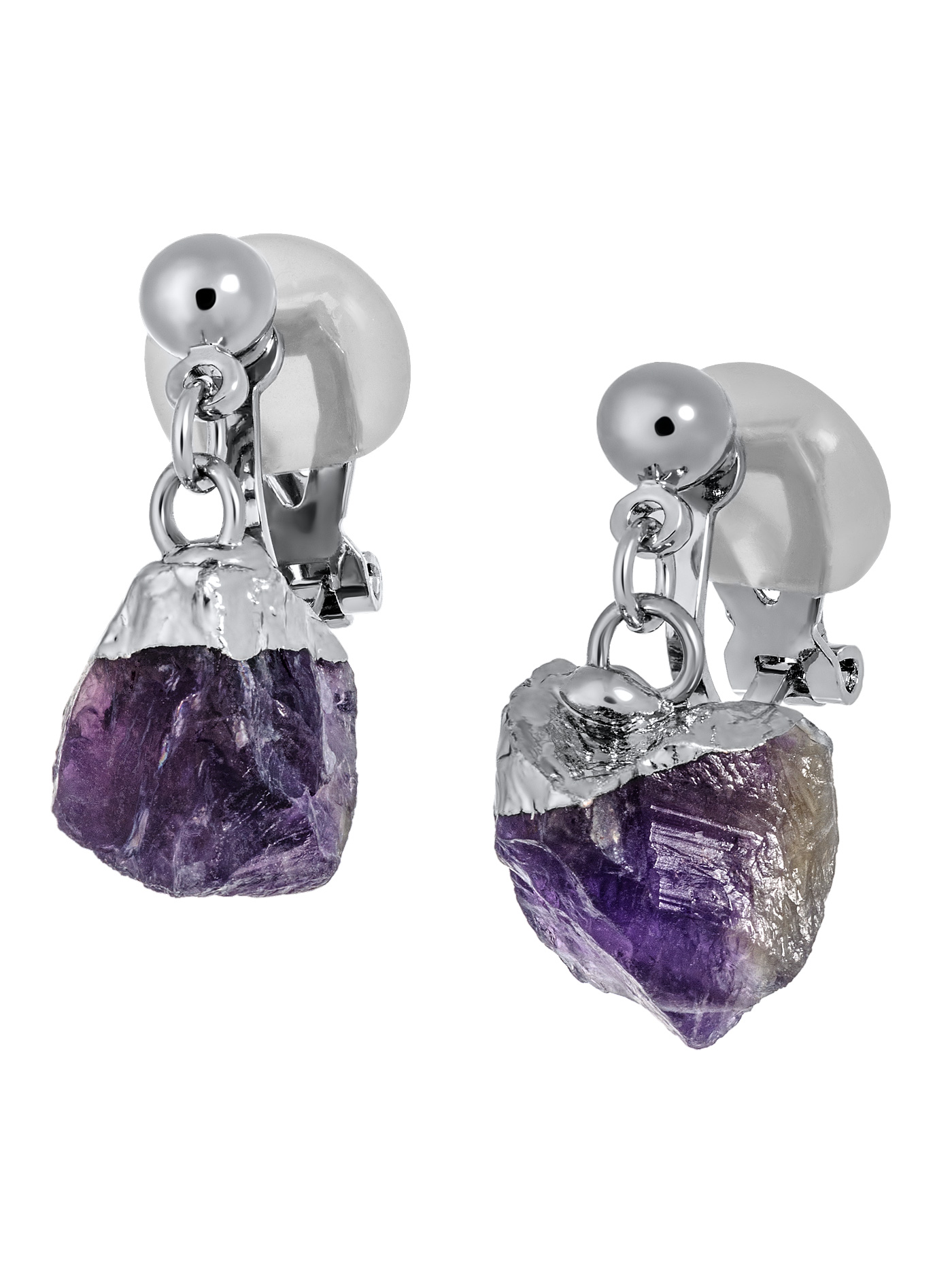 Клипсы на уши женские с аметистом