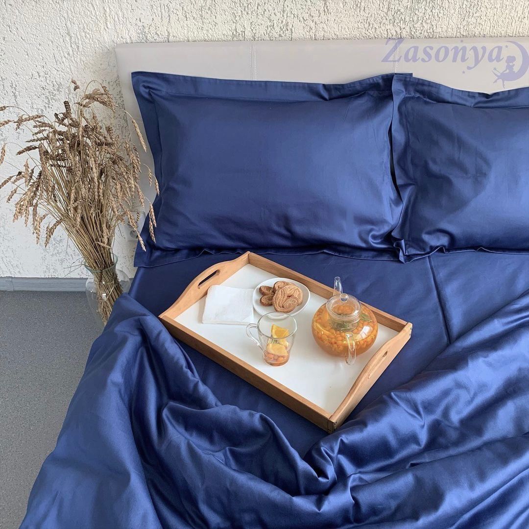 ZEPHYR HOME КПБ на двуспалку Тенсель Темно синий