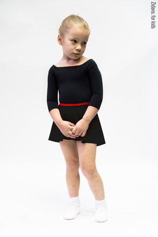 Kids set: 2 Sleeves leotard black + skirt