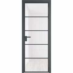 Алюминиевая дверь 14AG серая ночь остеклённая