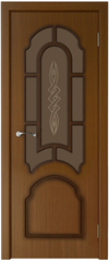 Межкомнатная дверь Стиль / Цвет Орех / Остекление "Матовое бронзовое с рис." / Двери Верда
