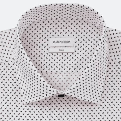 Сорочка мужская Seidensticker Slim Fit 01.642210-35 белая с изящным принтом