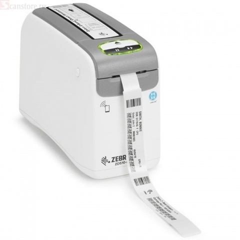 Zebra DT Printer ZD510 Wristband; ZPL II, XML, 300 dpi, EU and UK Cords, USB, USB Host, Ethernet, BTLE