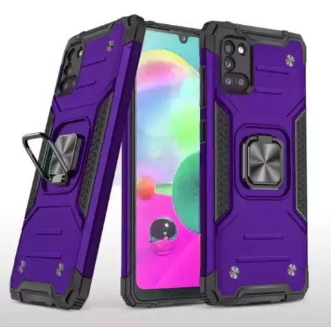 Противоударный чехол Strong Armour Case с кольцом для Samsung Galaxy A31 A315 (Фиолетовый)