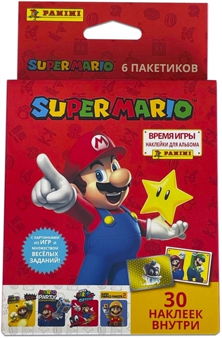 Блистер Супер Марио в картонной упаковке (Набор из 6 пакетиков Panini Super Mario)