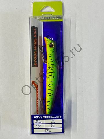 Воблер KYODA Pocky Minnow-100F 10см, 10,5гр, загл. 0м-0,2м цв:Р1155