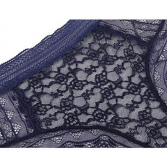 Трусики бразилиана Floral Lace, синие, XS-S