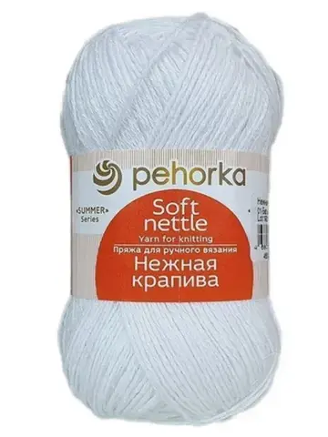 Пряжа Пехорка Нежная крапива 01 белый