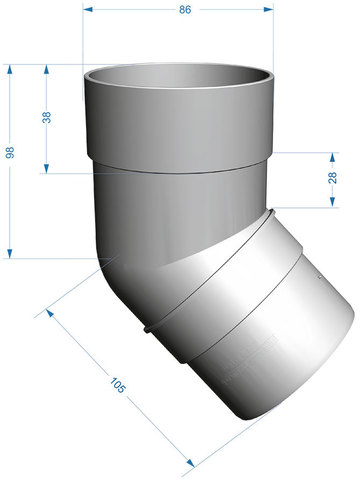 Колено 45° ПВХ на уплотнителях