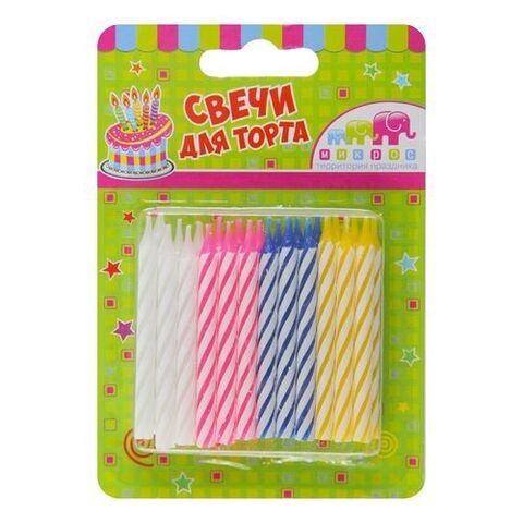 Свечи Для Торта Разноцветные 24шт