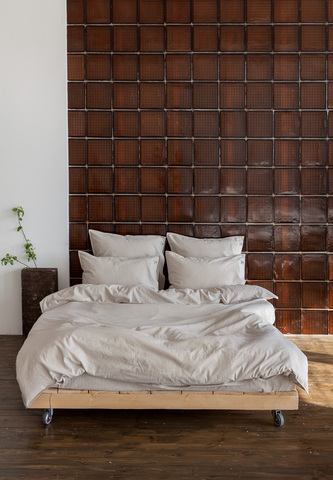 Постельное белье 2 спальное евро Luxberry коллекция Лен и Хлопок бежевое