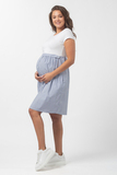 Платье для беременных и кормящих 10741 бело-голубой