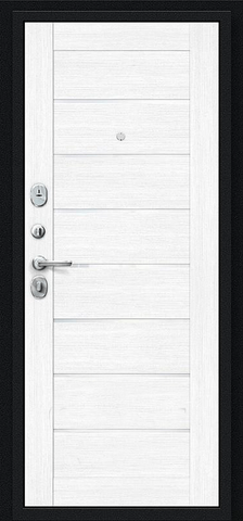 Теплая дверь входная Браво R-2 Техно, 2 замка, 1,2 мм металл, (черный букле+сноу мелинга) #3