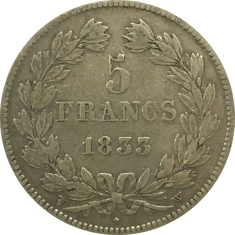 5 франков 1833 год. Франция. (VF)