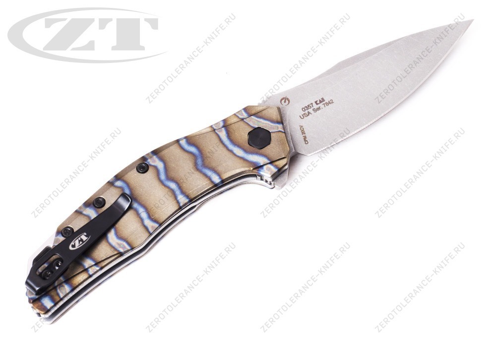 Нож Zero Tolerance ZT0357TS Custom Anodized Tiger Stripe SALE - фотография 