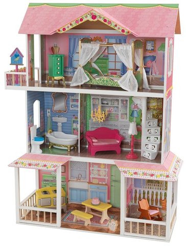 KidKraft Sweet Savannah Карамельная Саванна - кукольный домик с мебелью (в подарочной упаковке) 