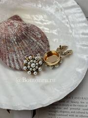 Накладка на пуговицу бронзовая с жемчугом